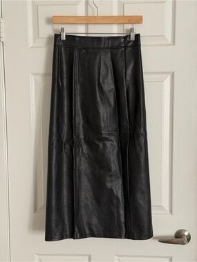 Storets | Black Faux Leather Midi Skirt